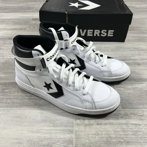 Converse Pro Blaze V2 Mid Top White Black Leather Skate Shoes Men's 10.5 A00985C