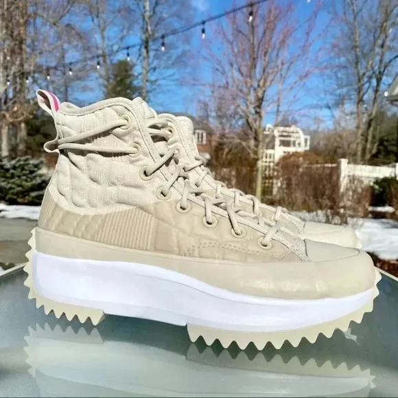 Converse Quilted Run Star Hike High Top Platform Sneaker in Khaki White 170440C