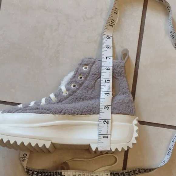 Converse Sherpa Run Star Sneaker Hike High Top Vapor Mauve grey fuzzy 8
