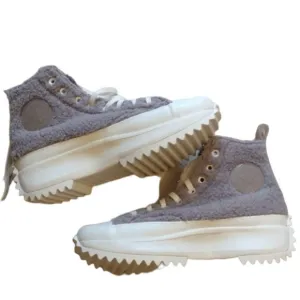 Converse Sherpa Run Star Sneaker Hike High Top Vapor Mauve grey fuzzy 8