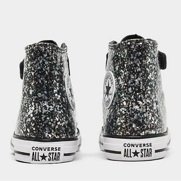 Converse Shinefetti Glitter black high top shoes easy on NWT girls 11