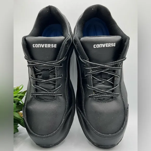 🌺Converse Stealth Composite Toe Work Shoes Black Oil Slip Resistant-Leather🌸🌺