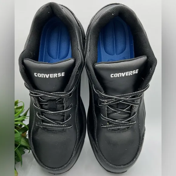 🌺Converse Stealth Composite Toe Work Shoes Black Oil Slip Resistant-Leather🌸🌺