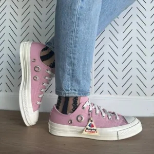 🤩Converse Sz 8 Women's Shoes Chuck 70 Metal Rings Pink Low Top Sneakers A11177C