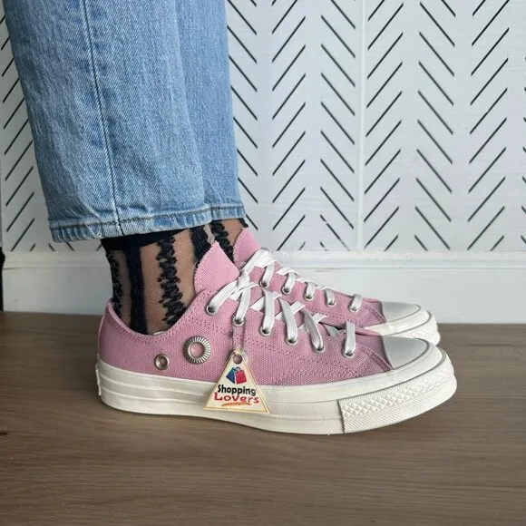 🤩Converse Sz 8 Women's Shoes Chuck 70 Metal Rings Pink Low Top Sneakers A11177C