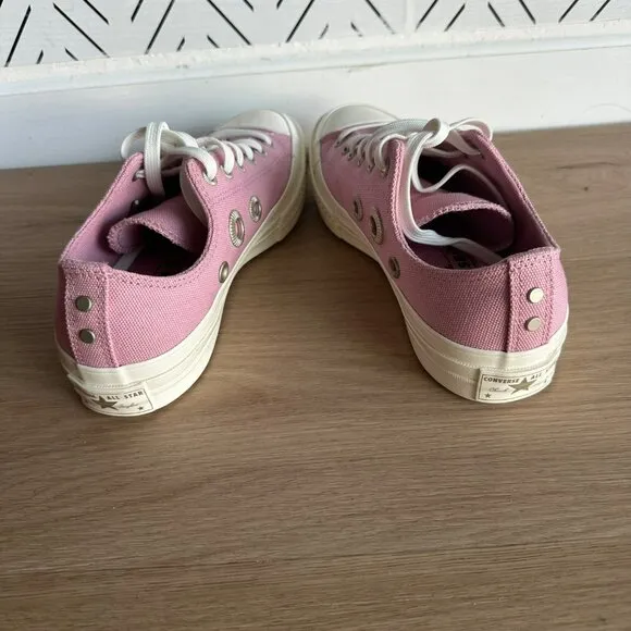 🤩Converse Sz 8 Women's Shoes Chuck 70 Metal Rings Pink Low Top Sneakers A11177C