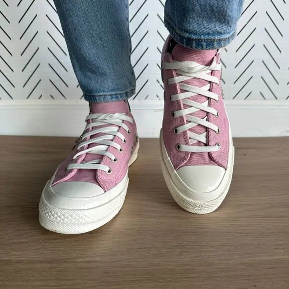 🤩Converse Sz 8 Women's Shoes Chuck 70 Metal Rings Pink Low Top Sneakers A11177C