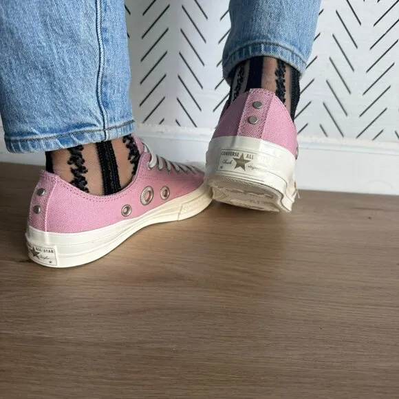 🤩Converse Sz 8 Women's Shoes Chuck 70 Metal Rings Pink Low Top Sneakers A11177C