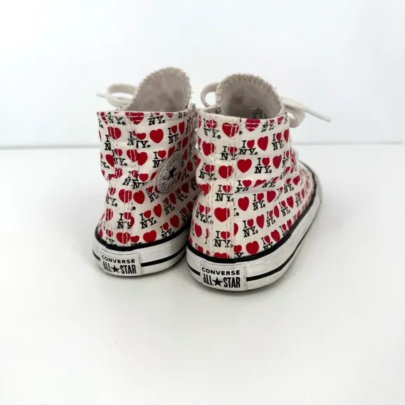 Converse White Red I Love NY Chuck Taylor All Star High Top Toddler Infant Shoes