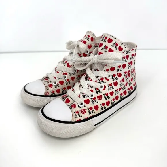 Converse White Red I Love NY Chuck Taylor All Star High Top Toddler Infant Shoes