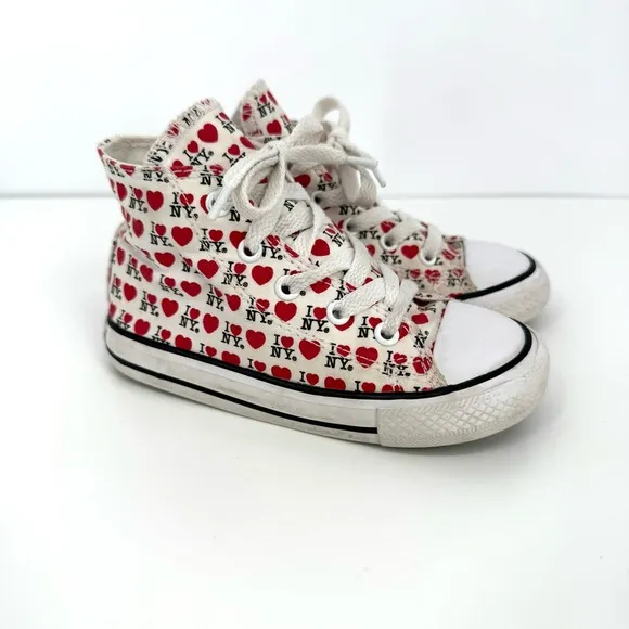 Converse White Red I Love NY Chuck Taylor All Star High Top Toddler Infant Shoes
