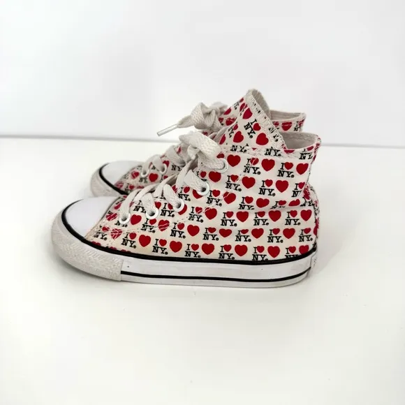 Converse White Red I Love NY Chuck Taylor All Star High Top Toddler Infant Shoes
