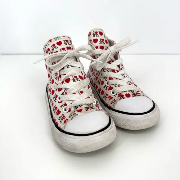 Converse White Red I Love NY Chuck Taylor All Star High Top Toddler Infant Shoes