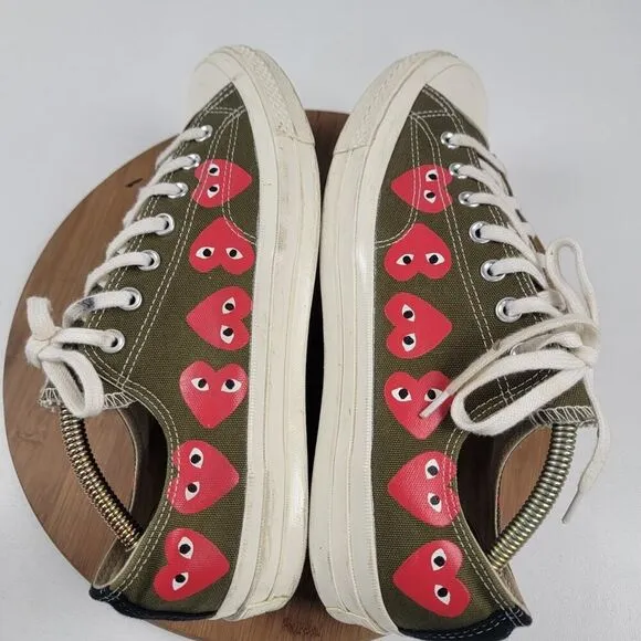 Converse CDG Play Chuck 70 Low Sneakers &quot;Multi-Heart” Men's Shoes Sz 11 162976C