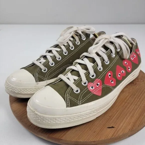 Converse CDG Play Chuck 70 Low Sneakers &quot;Multi-Heart” Men's Shoes Sz 11 162976C