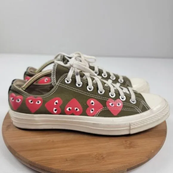 Converse CDG Play Chuck 70 Low Sneakers &quot;Multi-Heart” Men's Shoes Sz 11 162976C