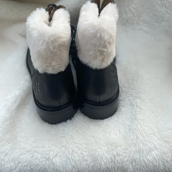 COPY - Patricia Nash Lace-Up Leather Boot with Faux Fur Trim - Luigi Black SZ 8