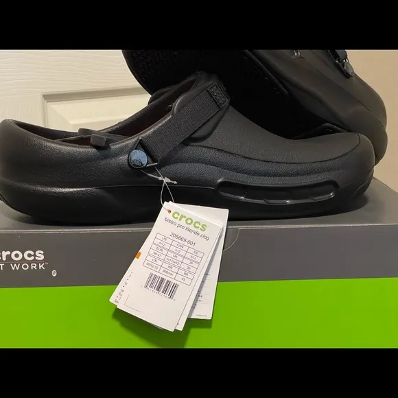 Crocs Premium Bistro Pro LiteRide Slip Resistant Clogs Shoes Black Men Sz 12 NEW