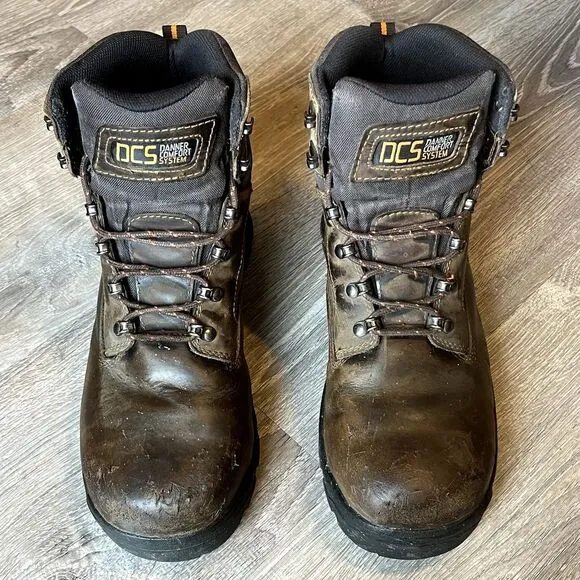 Danner Crafter 6&quot; Waterproof Safety Toe Work Boots Brown‎ Leather Mens 8.5 UK 8