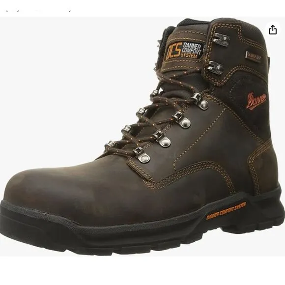 Danner Crafter 6&quot; Waterproof Safety Toe Work Boots Brown‎ Leather Mens 8.5 UK 8