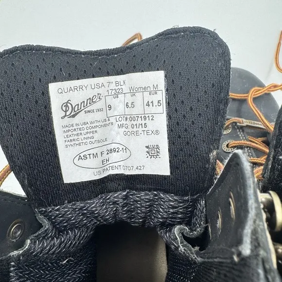 Danner Quarry USA Waterproof Gore-Tex Alloy Toe Boots 17325 Black Women's 9 M