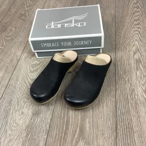 DANSKO Burnished Suede Black Wood grain NEW Clog Shoes Women's 37 6.5/7