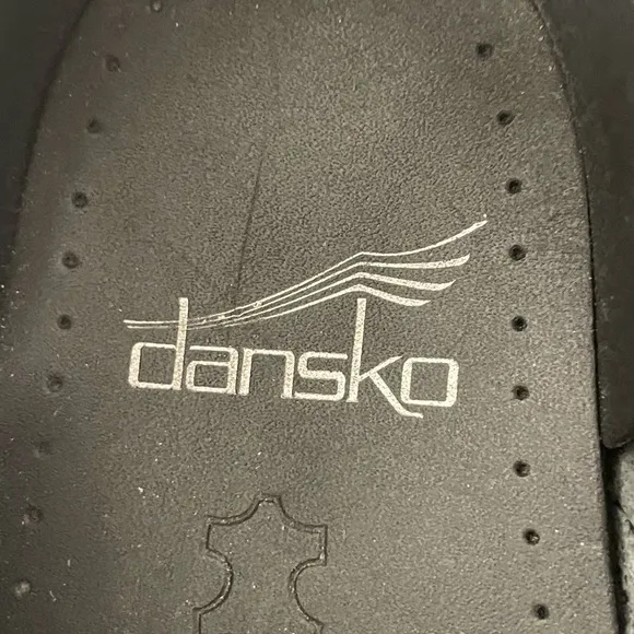 DANSKO PATENT LEATHER STRIPE CLOGS SIZE 36