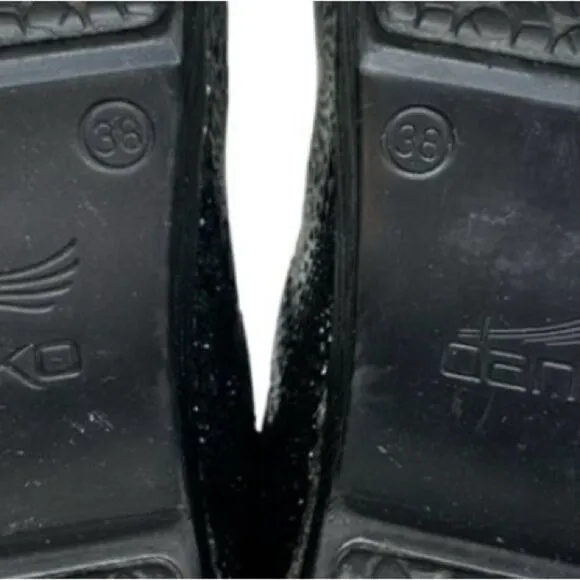 Dansko Pro XP Black Silver Medallion Embossed Patent Clog Sz US 7.5 8 EU 38