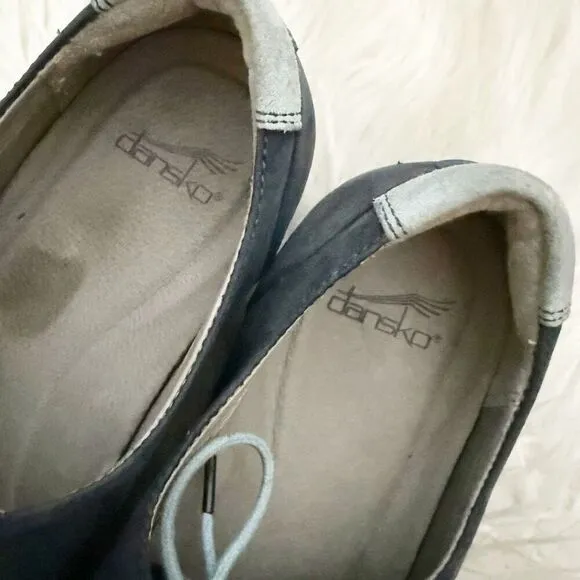 DANSKO | Stain Resistant Nubuck Leather Kimi Oxford Flat Blue Laces Navy | 39