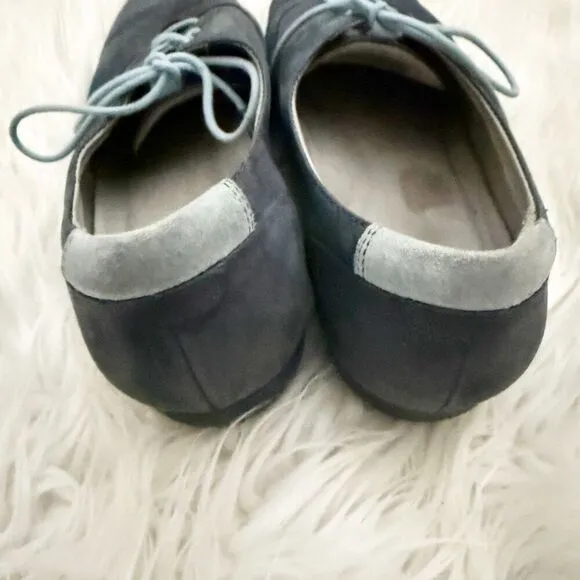DANSKO | Stain Resistant Nubuck Leather Kimi Oxford Flat Blue Laces Navy | 39