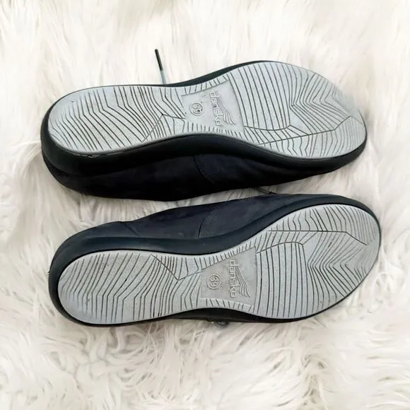 DANSKO | Stain Resistant Nubuck Leather Kimi Oxford Flat Blue Laces Navy | 39