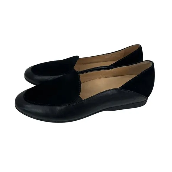 Dansko Womens Black Leather/Suede Slip-On Loafers SZ 37 Comfortable Casual Shoes