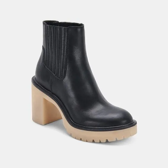 Dolce Vita Caster H2O Boots Waterproof Leather Ankle Booties Black NWT Size 8.5