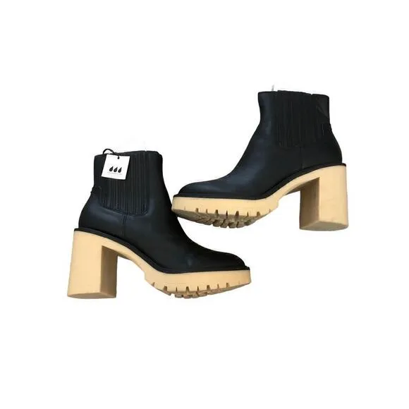 Dolce Vita Caster H2O Boots Waterproof Leather Ankle Booties Black NWT Size 8.5