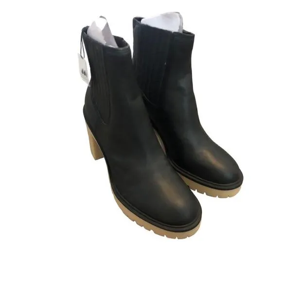 Dolce Vita Caster H2O Boots Waterproof Leather Ankle Booties Black NWT Size 8.5