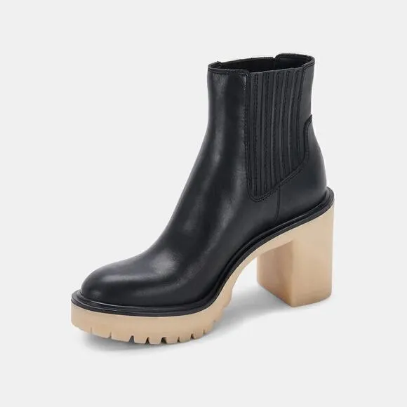 Dolce Vita Caster H2O Boots Waterproof Leather Ankle Booties Black NWT Size 8.5