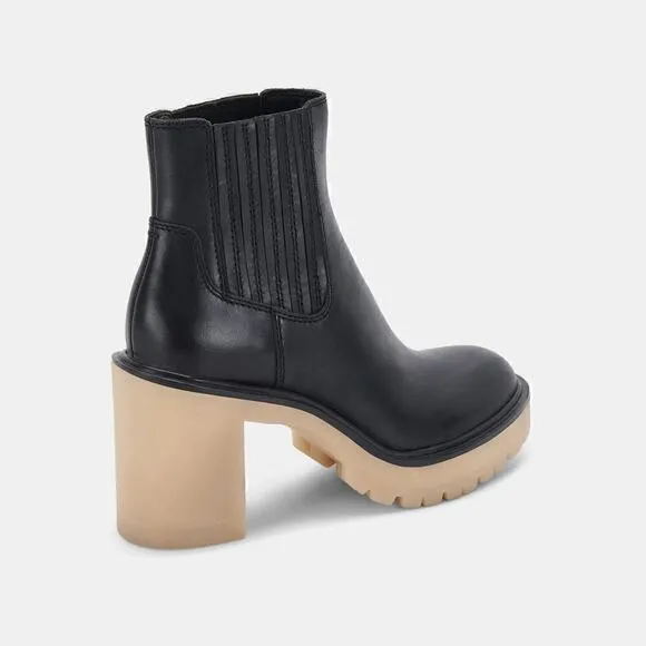 Dolce Vita Caster H2O Boots Waterproof Leather Ankle Booties Black NWT Size 8.5