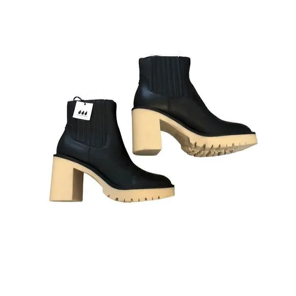 Dolce Vita Caster H2O Boots Waterproof Leather Ankle Booties Black NWT Size 8.5