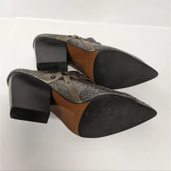 Donald J Pliner Vero Heels 8 Leather Western Mules Shoes Women Size 8M Gray