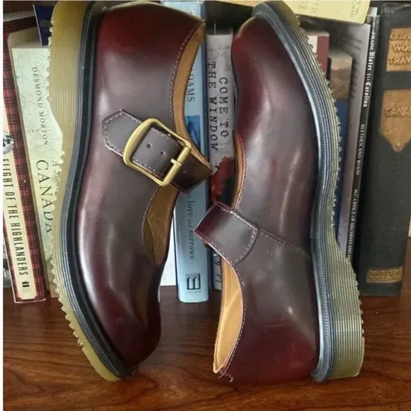 Dr. Marten Corin Mary Jane Shoes Burgundy Rub Off Leather Women’s Size 5