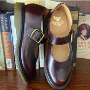 Dr. Marten Corin Mary Jane Shoes Burgundy Rub Off Leather Women’s Size 5