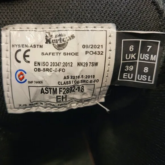 Dr. Martens 1460 Slip Resistant Leather Lace Up Combat Boots M7-W8