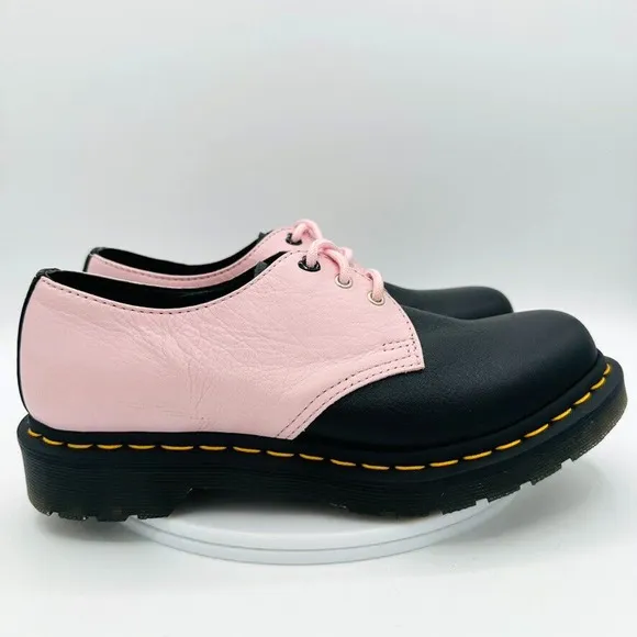 Dr. Martens 1461 Contrast Virginia Oxford Leather Black Pink Womens UK 4 3 Eye