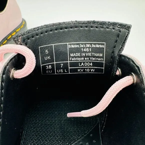 Dr. Martens 1461 Contrast Virginia Oxford Leather Black Pink Womens UK 4 3 Eye