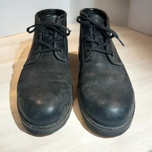 Ecco Hydromax Casual Leather Shoes Black Leather Mens Size EU 47 US 12.5/13