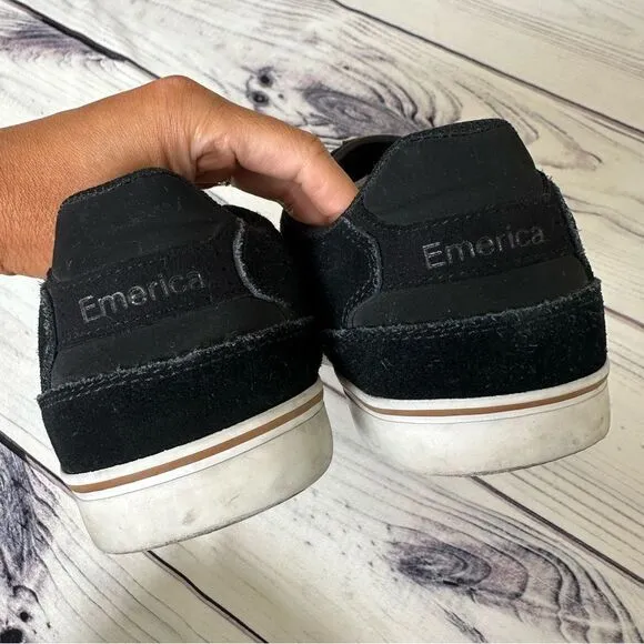Emerica &quot;The Reynolds Low Vulc'' Men Sz 11 Black/Tan Leather Skate Shoes