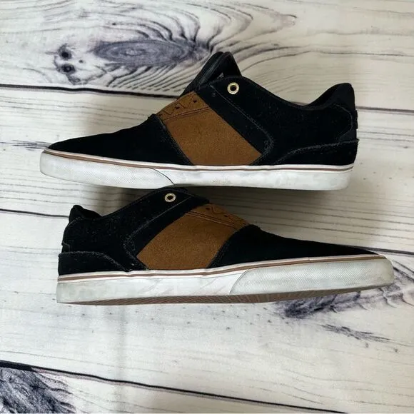 Emerica &quot;The Reynolds Low Vulc'' Men Sz 11 Black/Tan Leather Skate Shoes