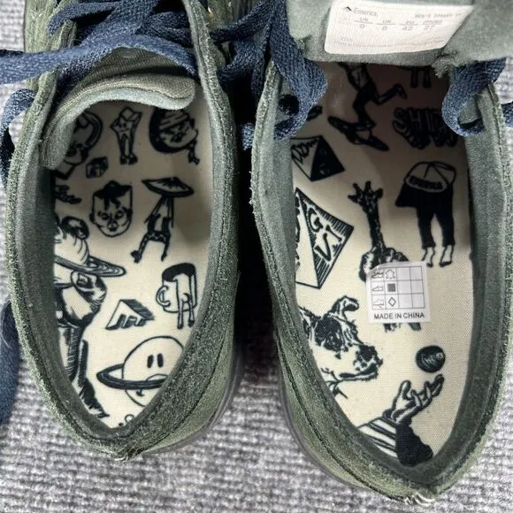 Emerica Mens Spanky G6 Sneakers Mens 9 Green Suede Skateboard Skate Shoes EUC