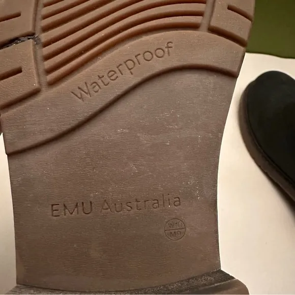 Emu Australia Roadside Suede Shearling Lined Moto Bootie Size 10 Black