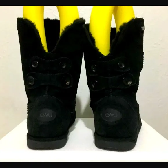 EMU Charlotte Waterproof Unisex W-11.M-10.Black Sheepskin Suede Ankle  Boots
